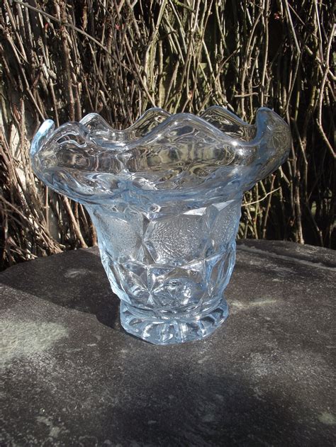 Sowerby Art Deco Blue Glass Vase C2481 Vintage Early Mid Etsy
