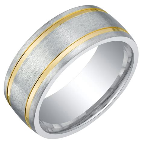 Oravo Mens 8mm Two Tone Comfort Fit Wedding Band Ring In Sterling