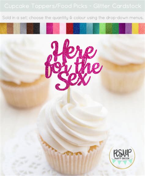 Here For The Sex Cupcake Toppers Gender Reveal Cupcake Etsy