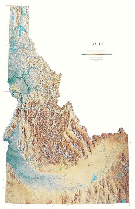 Idaho Topographical Wall Map By Raven Maps 45 X 40 Laminate Wall