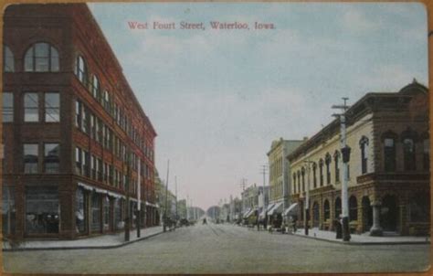 Waterloo Ia 1910 Postcard 4th Street Downtown Iowa Ebay
