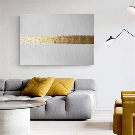 White And Gold Wall Art White And Gold Painting Minimalist Abstract