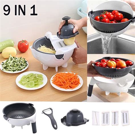 New 11 In 1 Multifunction Magic Rotate Vegetable Cutter With Drain