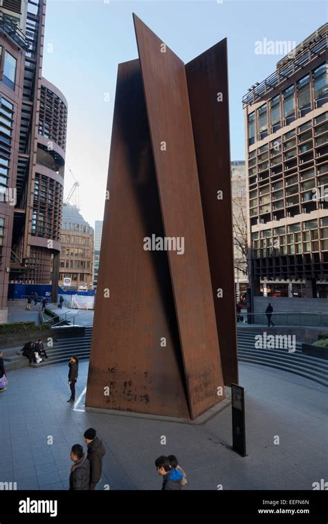 Iron Sculpture By Richard Serra Entitled Fulcrum At The Broadgate Stock
