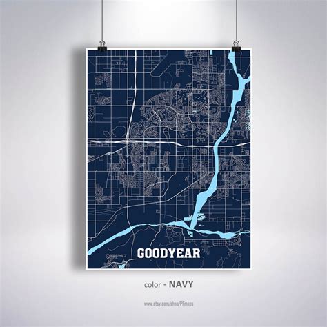 Goodyear Map Print Goodyear City Map Arizona Az Usa Map Etsy