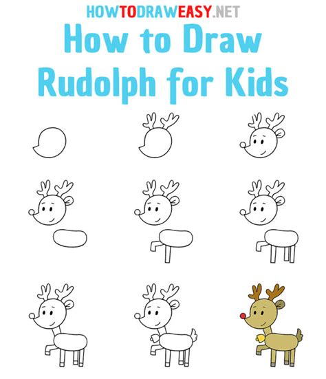 How To Draw Rudolph For Kids How To Draw Easy