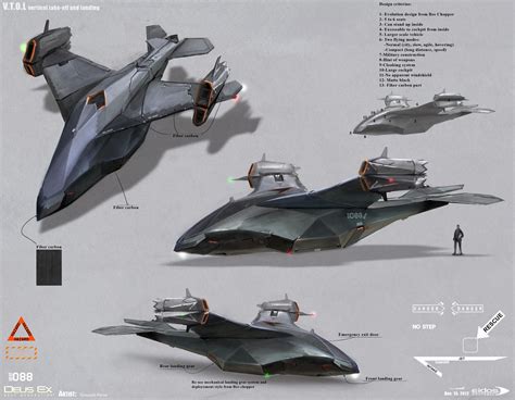 Concept Design Of Vtol By Herve Groussin Aka Nurodesign Vtol Concept Art Done For Deus Ex