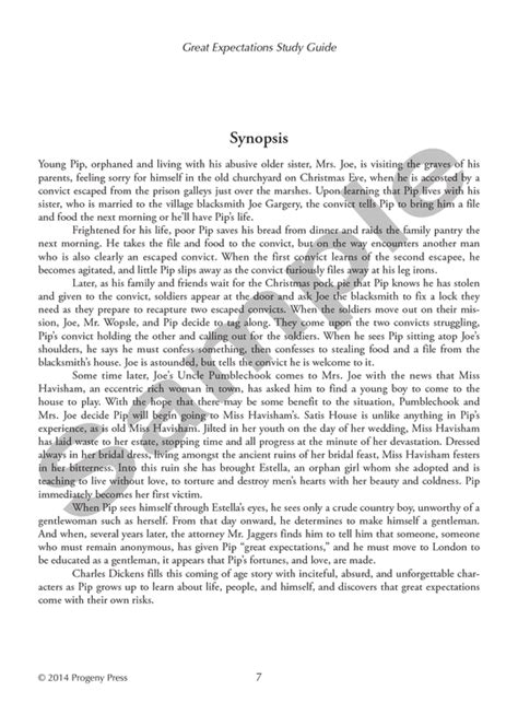 Great Expectations Study Guide Progeny Press Literature Curriculum