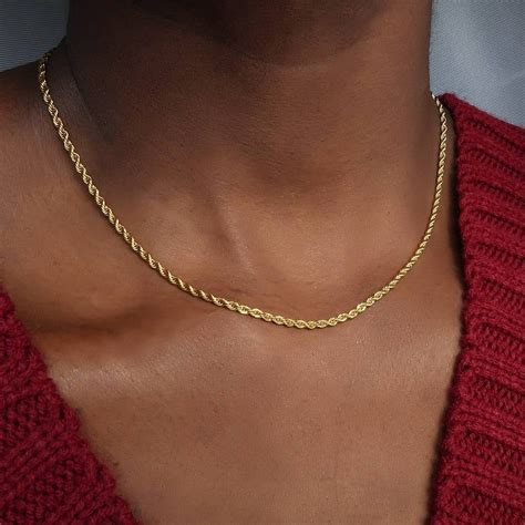 18k Gold Rope Chain Necklace 2mm For Men And Women Etsy Chain Necklace Womens Gold Necklace