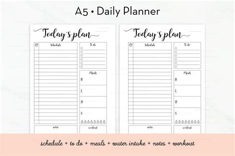 A5 Daily Planner Printable • Daily Schedule • To Do List • Daily Organizer • Daily Planner 