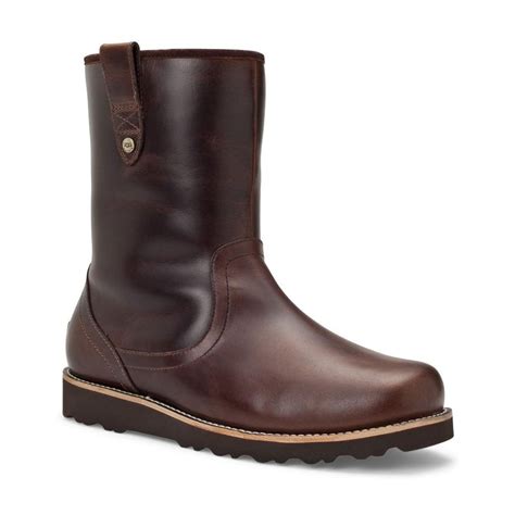 Ugg Stoneman Mens Pull On Brown Leather Boots Men From Charles