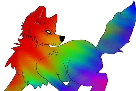 Rainbow Wolf ← A Fantasy Speedpaint Drawing By Likatrata Queeky