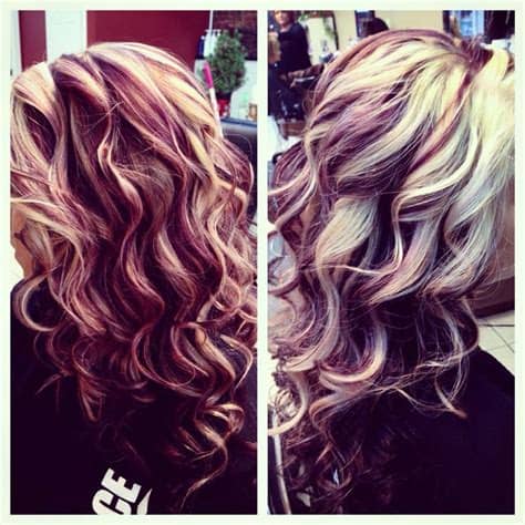 When done right, vibrant colors like this gorgeous redhead shine just beautifully partner a soft brunette hue with warm blond streaks for a beautiful and feminine appearance. blonde, purple & dark brown with red. love it :): | Red ...