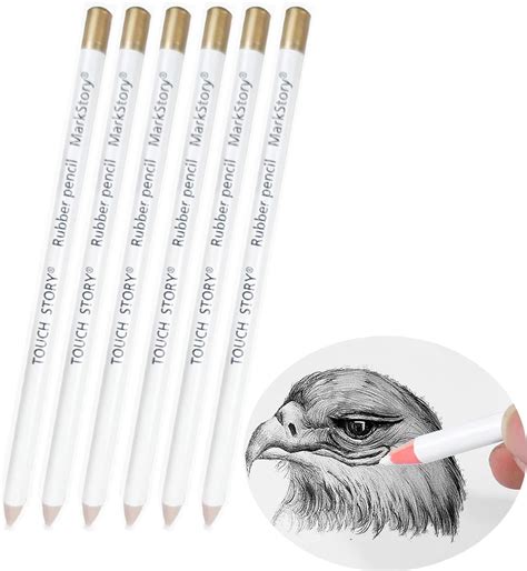 6pcs Eraser Pencils Set For Artists Wooden Sketch Eraser