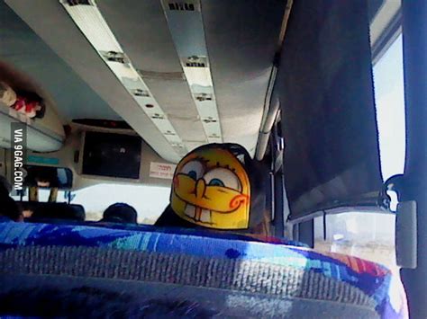 Creepy Spongebob Face In My Tour Bus 9gag