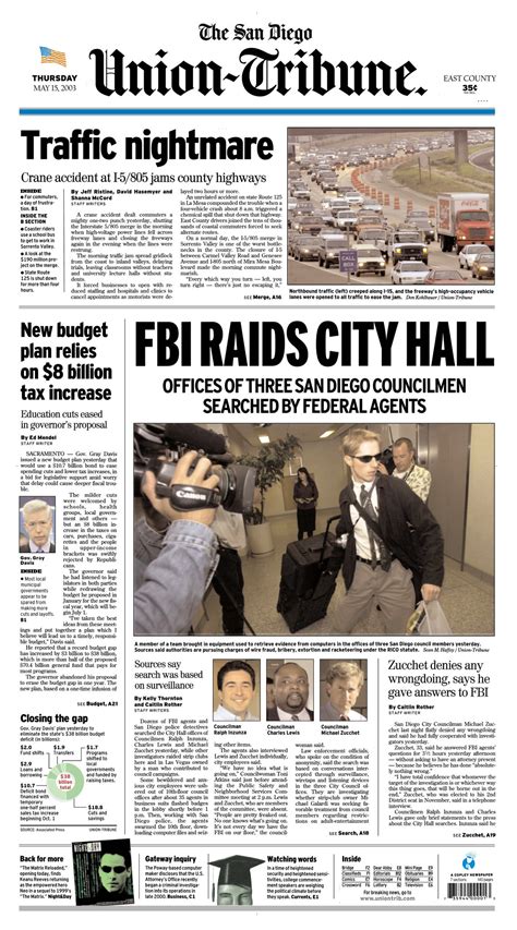 May 15, 2003: FBI RAIDS CITY HALL - The San Diego Union-Tribune