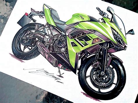 Kawasaki Ninja Motorcycle Drawing Bike Drawing Bike Sketch