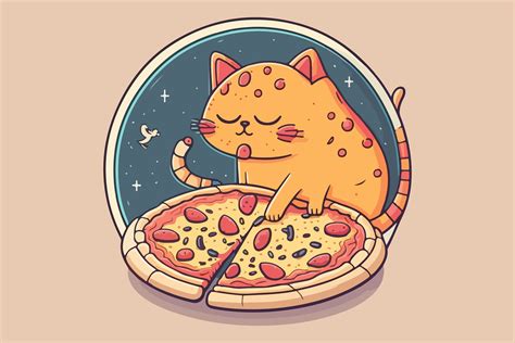 Cat Pizza Vector Illustration Graphic By Breakingdots · Creative Fabrica