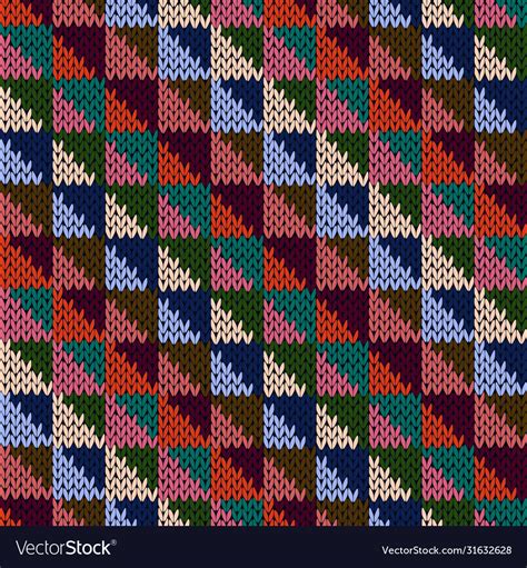 Seamless Knitted Motley Multicolour Geometric Vector Image