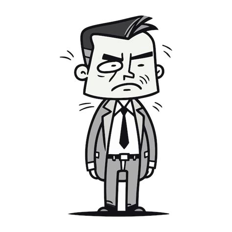 Premium Vector Angry Cartoon Businessman Black And White Vector Stick