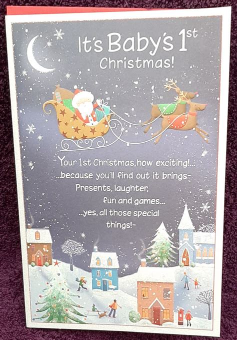 A Christmas Card For Babys 1st Christmas In A Cute Santa Etsy
