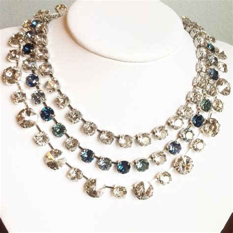 Swarovski Crystal Necklace Multi Blue Sparkle