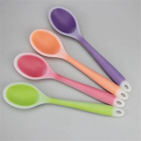 100pcs Kitchen Mini Silicone Spoon Colorful Heat Resistant Spoons