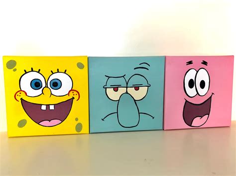 Spongebob Squarepants Patrick Squidward Acrylic Painting Painting