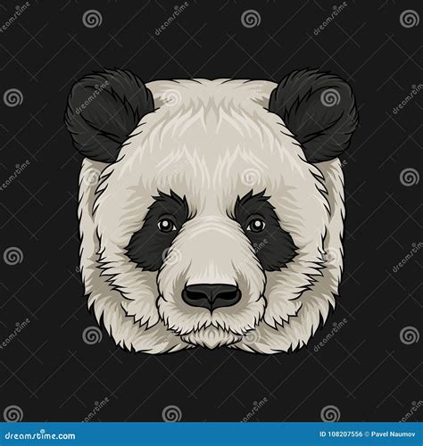 Head Of Panda Bear Face Of Wild Animal Hand Drawn Vector Illustration