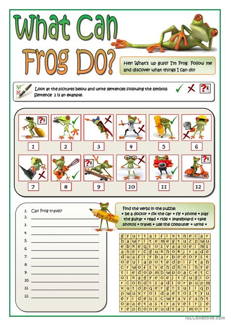 What Can Frog Do General Gramma English Esl Worksheets Pdf And Doc