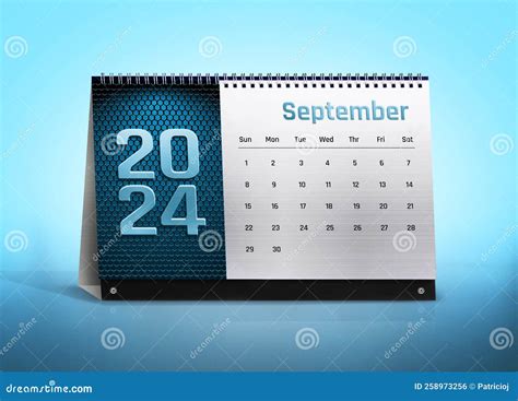 September 2024 Calendar Isolated On Blue Background With Space For Copy