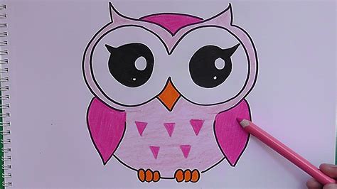 Dibujando Y Coloreando A Buho Rosado Drawing And Coloring Pink Owl