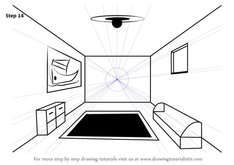 Learn How To Draw A Room Using One Point Perspective One Point Perspective Step By Step