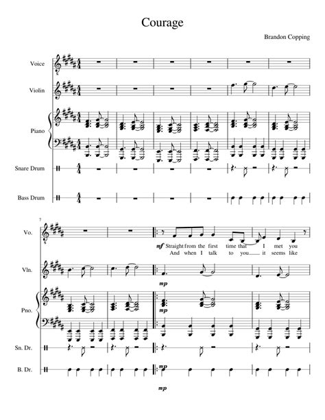 Try the scottish national anthem.flo'er of scotland.or some of the old irish nationalist sympathizers songs.come out ye' black and tans is a good one. Courage sheet music for Violin, Piano, Voice, Percussion ...