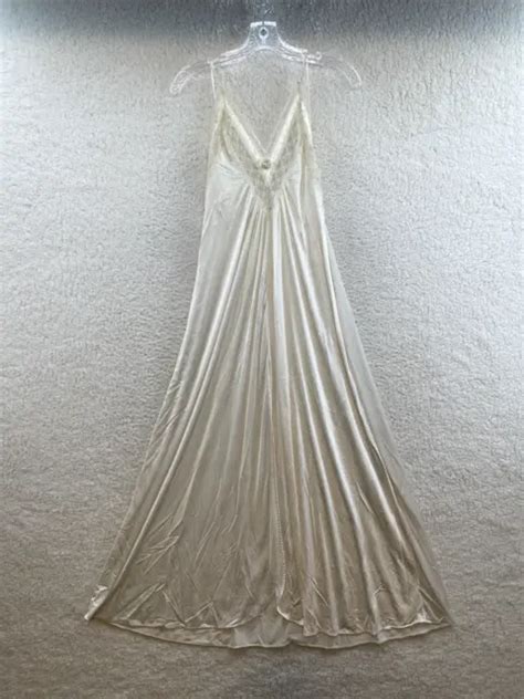 60s vintage flair ivory white satin nylon lace lingerie negligee maxi slip dress 120 00 picclick
