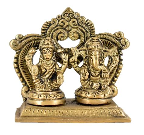 Brass Hindu God Lord Laxmi Ganesh Set Idol Statue Sculptures