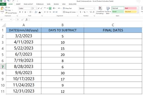 How To Subtract Days From Date In Excel Spreadcheaters