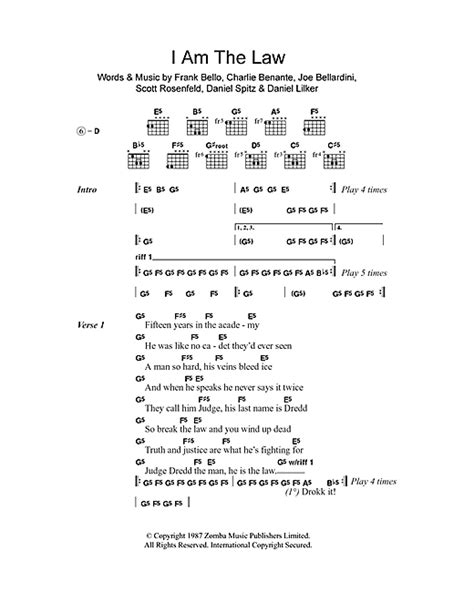 I Am The Law Sheet Music By Anthrax Lyrics And Chords 100664