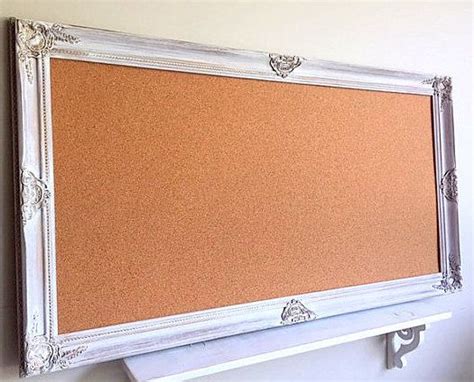Large Framed Cork Board Decorative Pinboard Vintage White Distressed