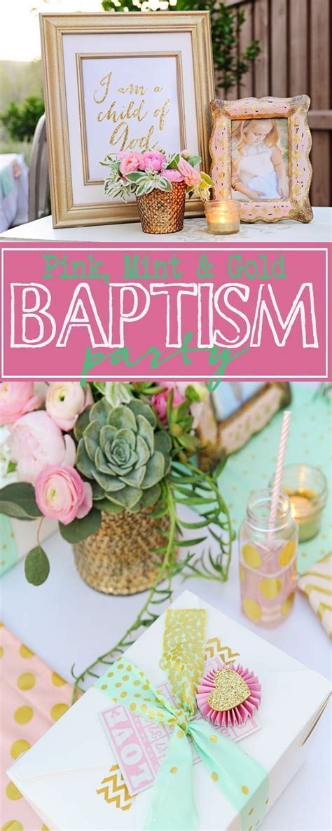 Baptism Party Ideas Supplies And Decorations Tutorial Pink Gold Mint