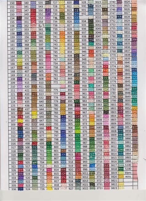 Pdf Free Printable Color Dmc Diamond Dotz Color Chart