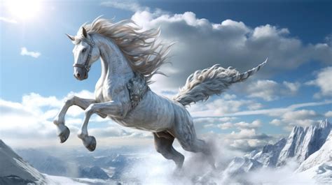 Premium Ai Image A Horse In The Sky Is Flying In The Clouds