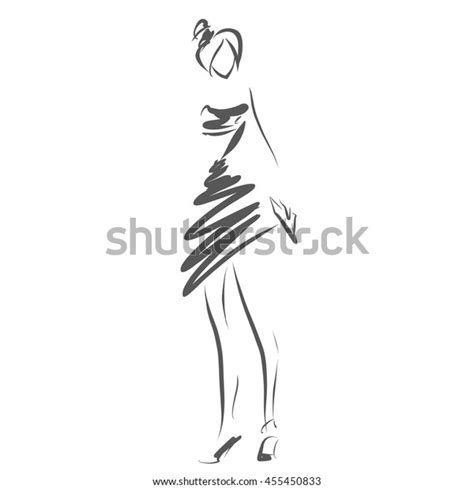 Monochrome Silhouette Young Girl Luxury Beautiful Stock Vector Royalty