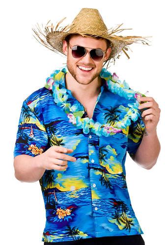 Hawaiian Shirts Straw Hat Mens Fancy Dress Beach Party Adults Hawaii