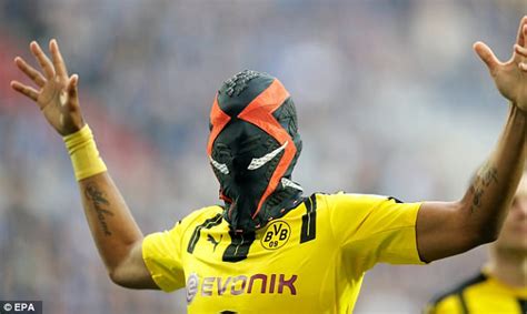 The borussia dortmund forward unveiled a new disguise after his goal against schalke in the rury derby. Dortmund ace Aubameyang in hot water over mask stunt ...