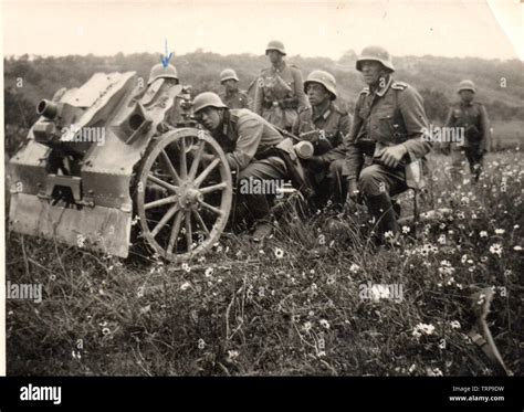 German Soldiers With A Light Infantry Gun 1939 Stock Photo Alamy