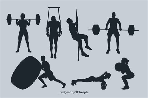 Free Crossfit Training Man And Woman Silhouettes Collection Free