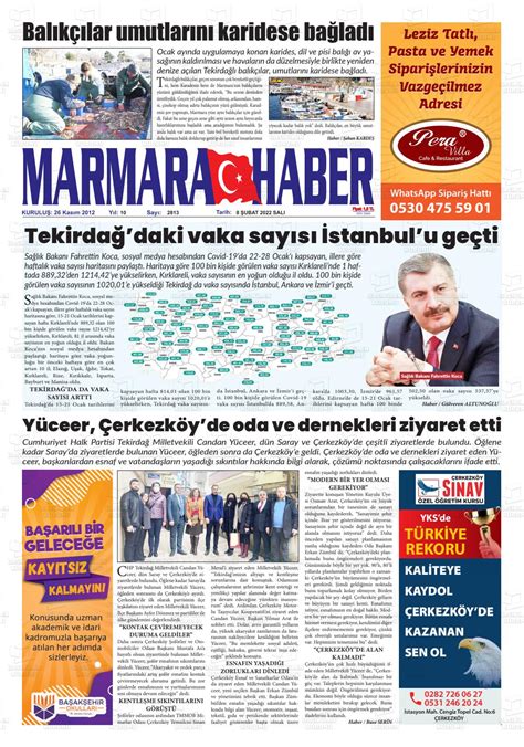 08 Şubat 2022 tarihli Marmara Haber Gazete Manşetleri