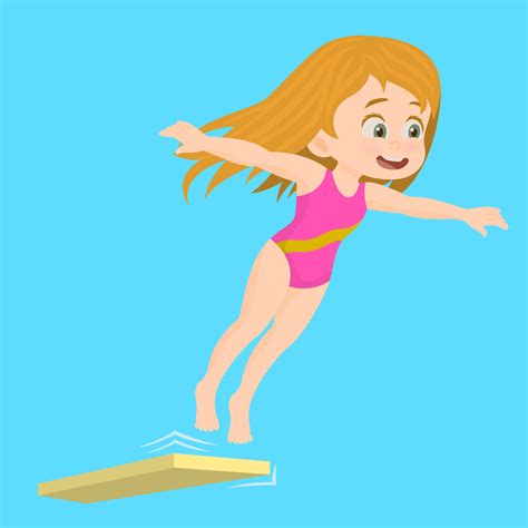 Girl Jumping From A Diving Board On Water 1967131 Vector Art At Vecteezy