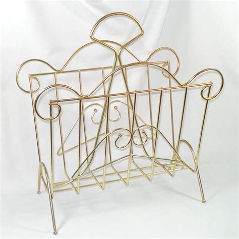 Mid Century Scrolly Brass Wire Magazine Rack From Coppertonlane On Ruby